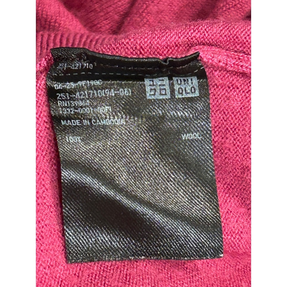 UNIQLO Wool V Neck Sweater Magenta Pink Dolman Sleeve Women‎ XL - Picture 5 of 5